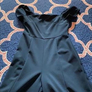 Navy blue off the shoulder jumpsuit